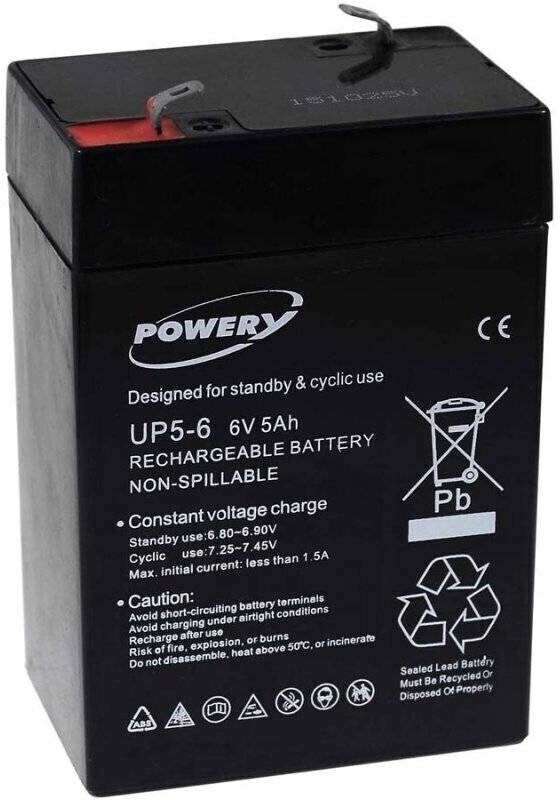 Powery Blei-Gel Akku für Lampe Johnlite Staubsauger Halogen Lampe 6V