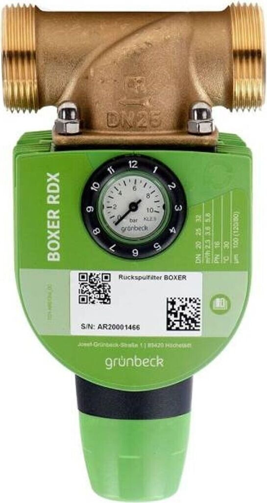 Grünbeck 101642e Set Di 2 Cartucce Filtranti Di Ricambio 80 µm Per Addolcitore - Con Campana Protettiva 103007 E O-Ring - Geno DN25/FSV