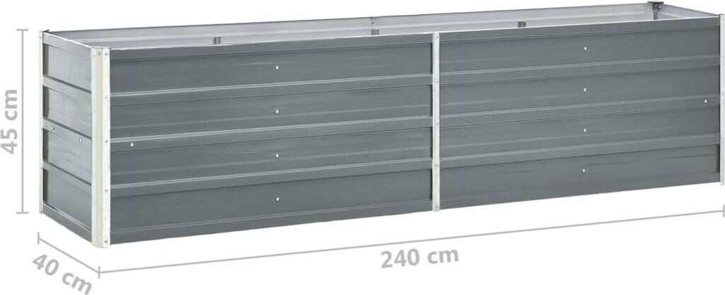 VidaXL Raised garden bed galvanized steel 240x40x45cm gray