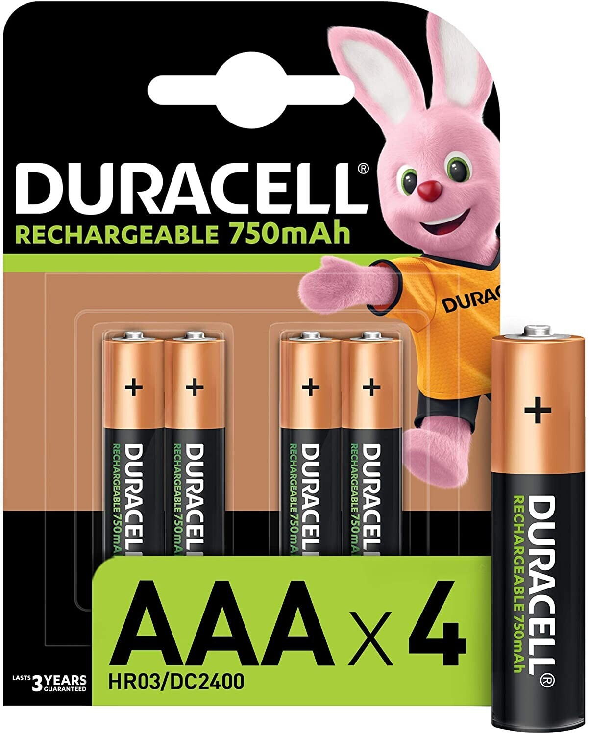 DURACELL Recharges Plus Piles Rechargeables type LR03 / AAA 750 mAh Lot de 4