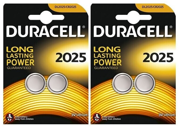 Duracell 4 x CR2025 3V Lithium Coin Cell Battery 2025, DL2025, BR2025,  SB-T14 au meilleur prix sur