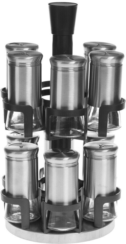 Secret de Gourmet Rotary spice racks with containers, stainless steel, 12 pieces