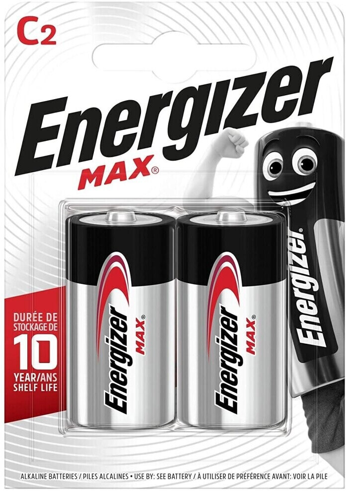 Energizer Max Alkaline C Batteries, 1.5V, 2 Pack
