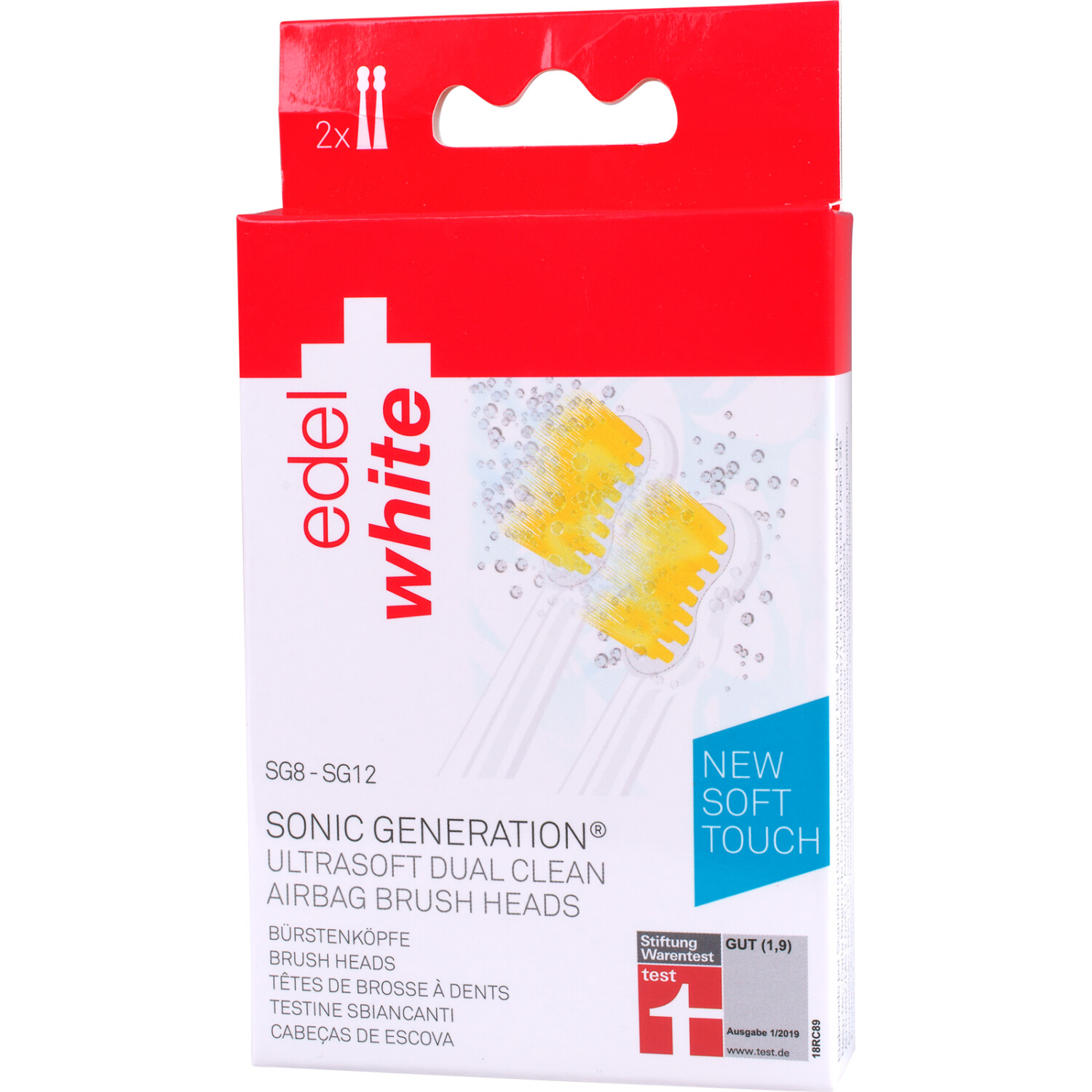 Edel White brosses à dents de rechange pour Sonic Generation SG8 (2 pcs)