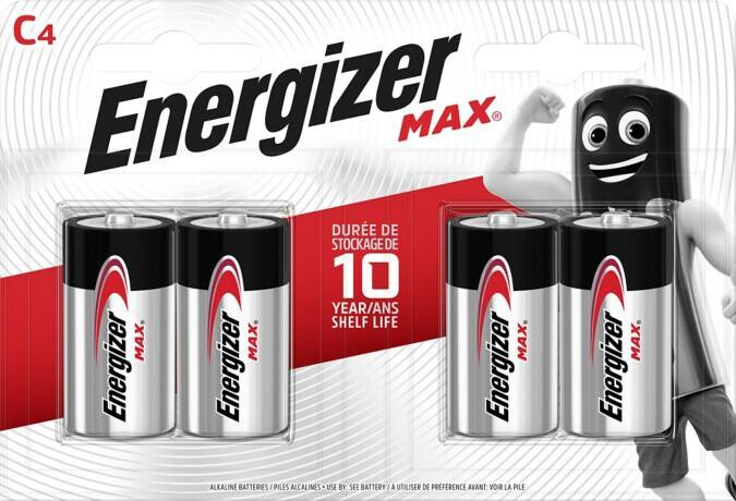 Energizer C Alkaline Batteries Max LR14 1.5V Pack of 4