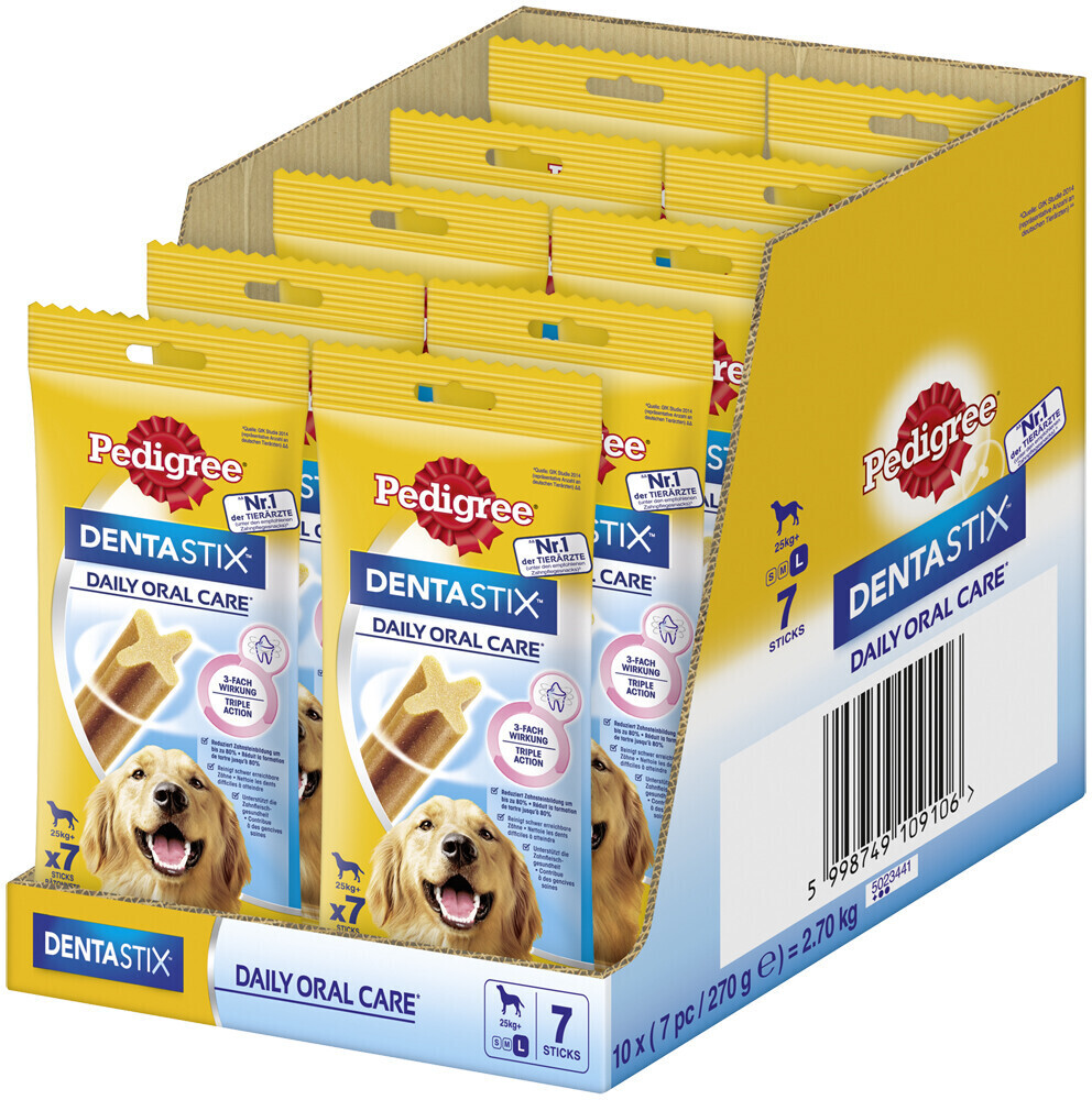 Pedigree Daily Oral Care for large dogs 25kg+ Sachet 10 x 7 pieces 2.8kg