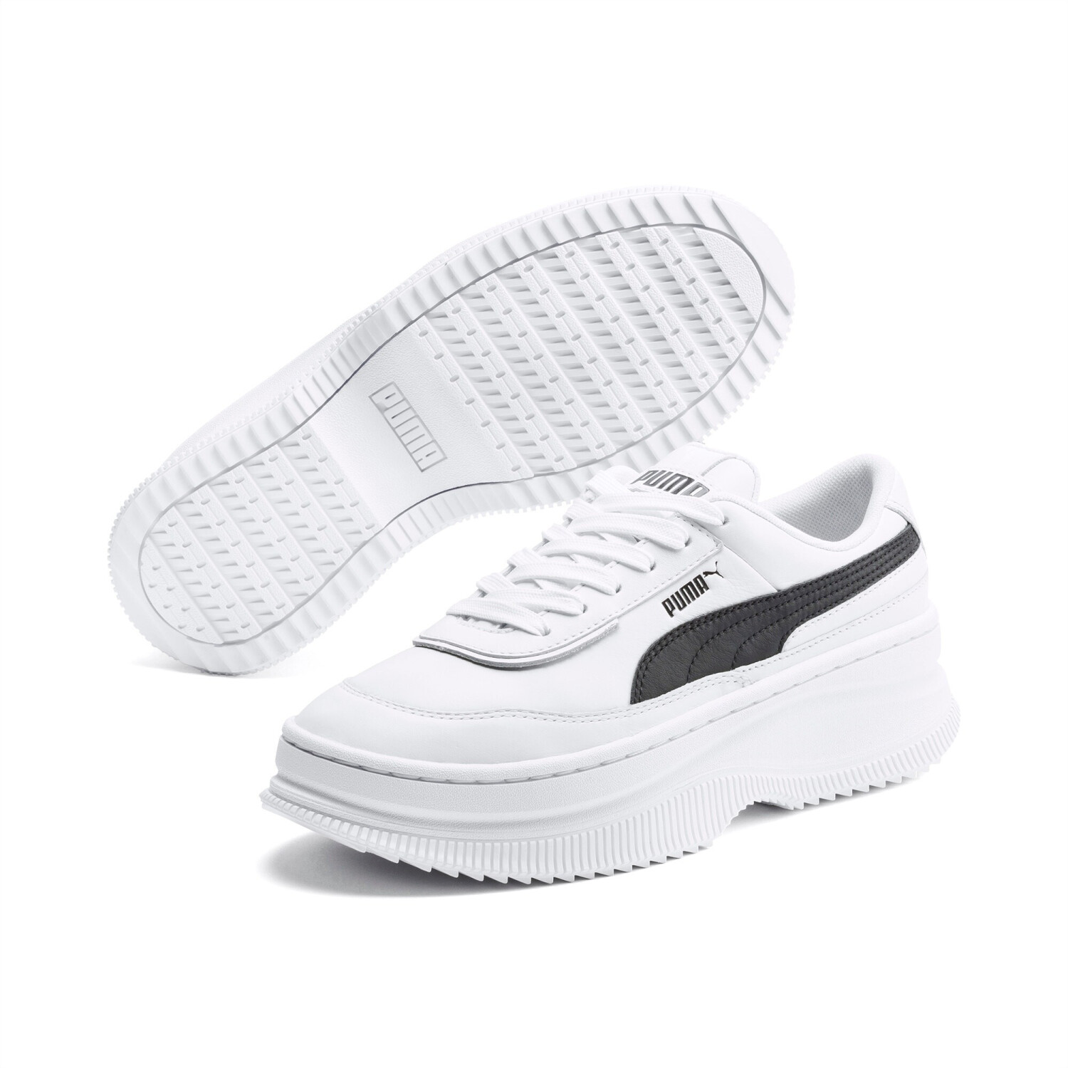 puma white leather deva trainers