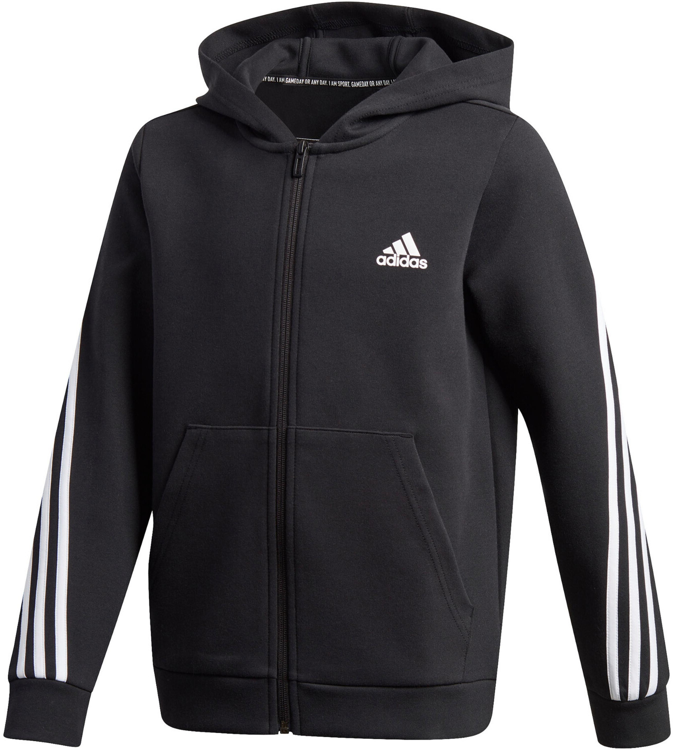 Adidas Boys Training 3-Stripes Doubleknit Full-Zip Hoodie black/white