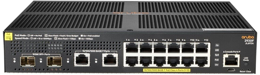 HPE Aruba 2930F 12G PoE+ 2G/2SFP+