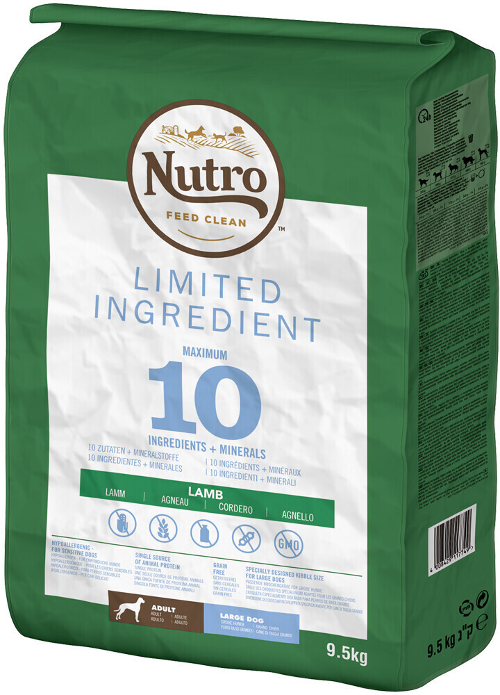 Nutro LIMITED INGREDIENT Dog Adult Large Dogs Lamb 9,5kg desde 46,39