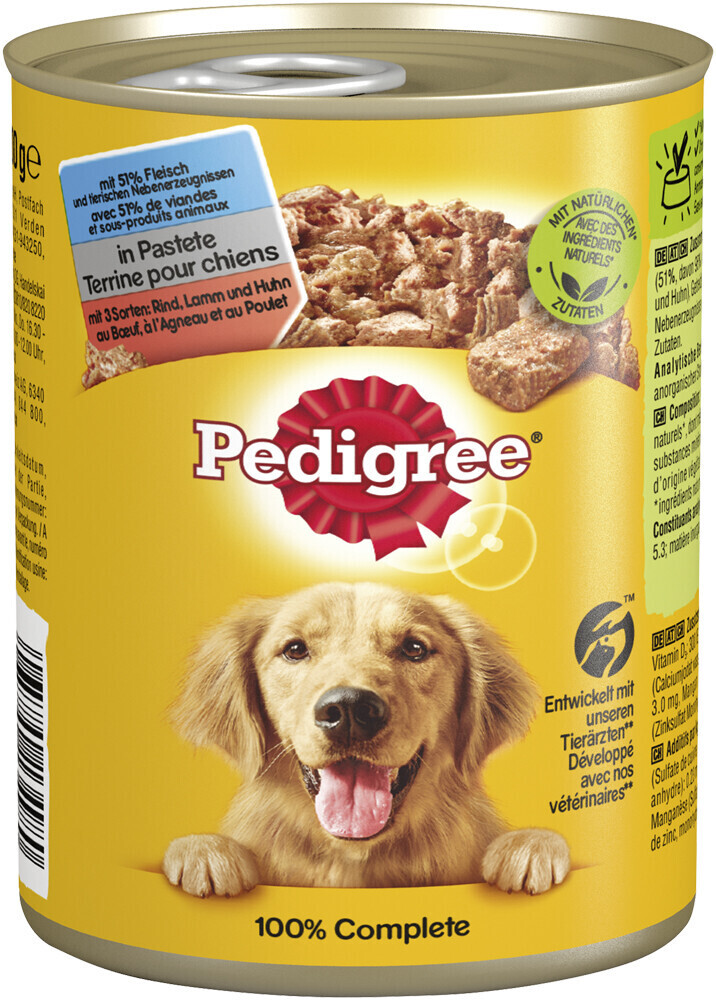 Pedigree 3 Varieties Meat Classic Beef Lamb and Chicken Can 400g