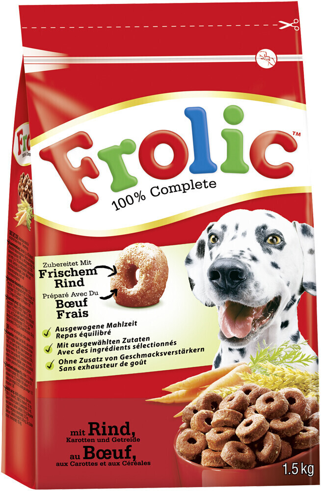 Frolic with beef carrots and cereals bag 5 x 1,5kg
