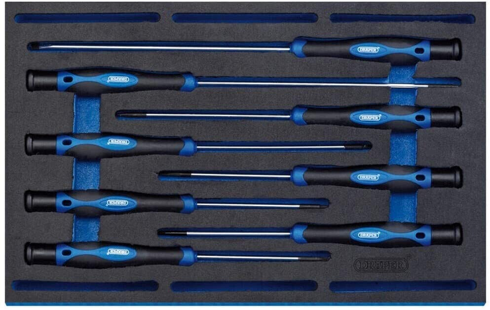 Draper 63399 Extra Long Precision Screwdriver 8 Piece Set in 1/4 Eva Insert Tray