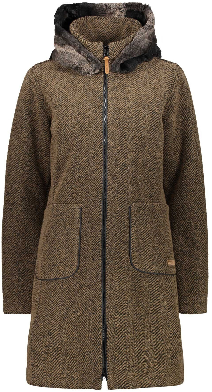 CMP Wool Blend Coat With Faux Fur Collar (30M3396) dune/black