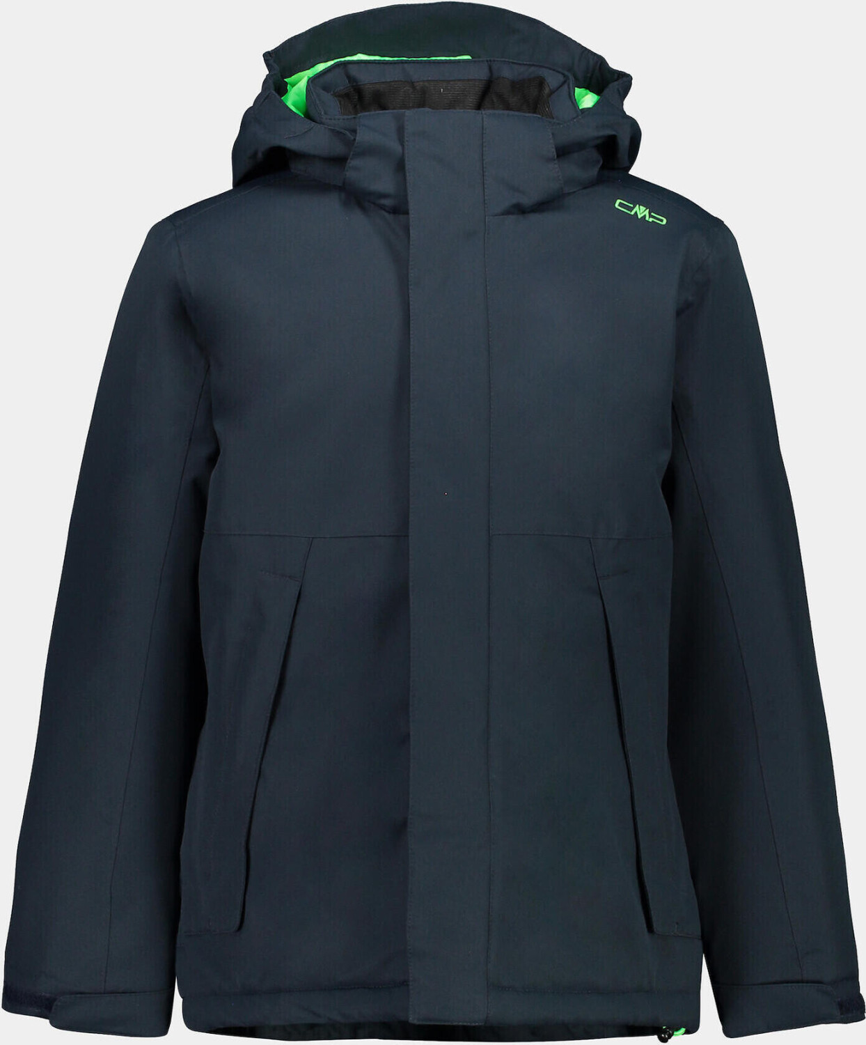 CMP Boy Twill Jacket With Zip-Around Hood (39Z0414) blackblue/fluo green