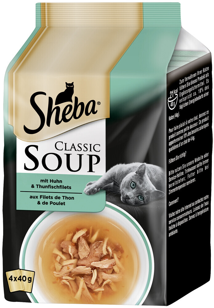 Sheba Classic Soup with Chicken & Tuna Fillets Portion Bag 4 x 40g