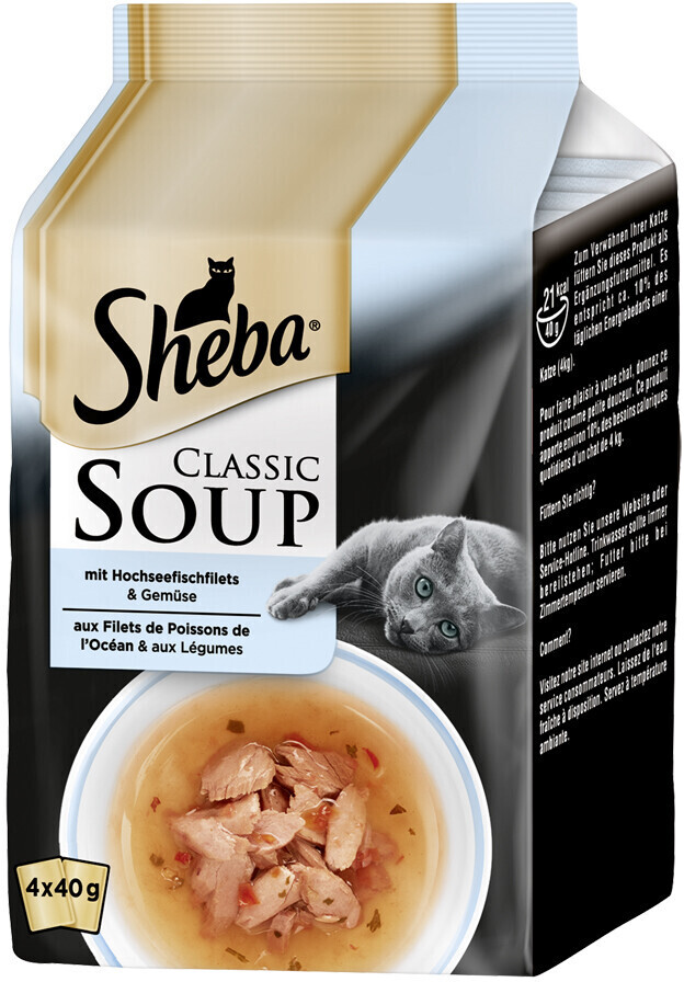 Sheba Classic Soup with deep sea fish fillets & vegetables 4 x 40g sachets Multipack