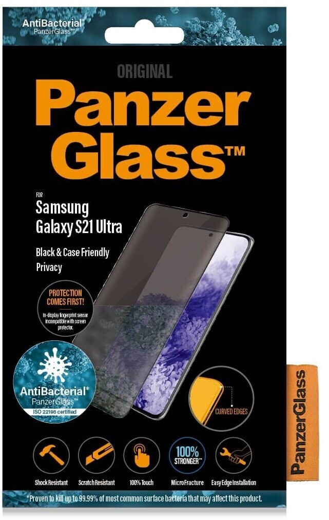 PanzerGlass Case Friendly AntiBacterial Black Privacy Samsung Galaxy S21 Ultra