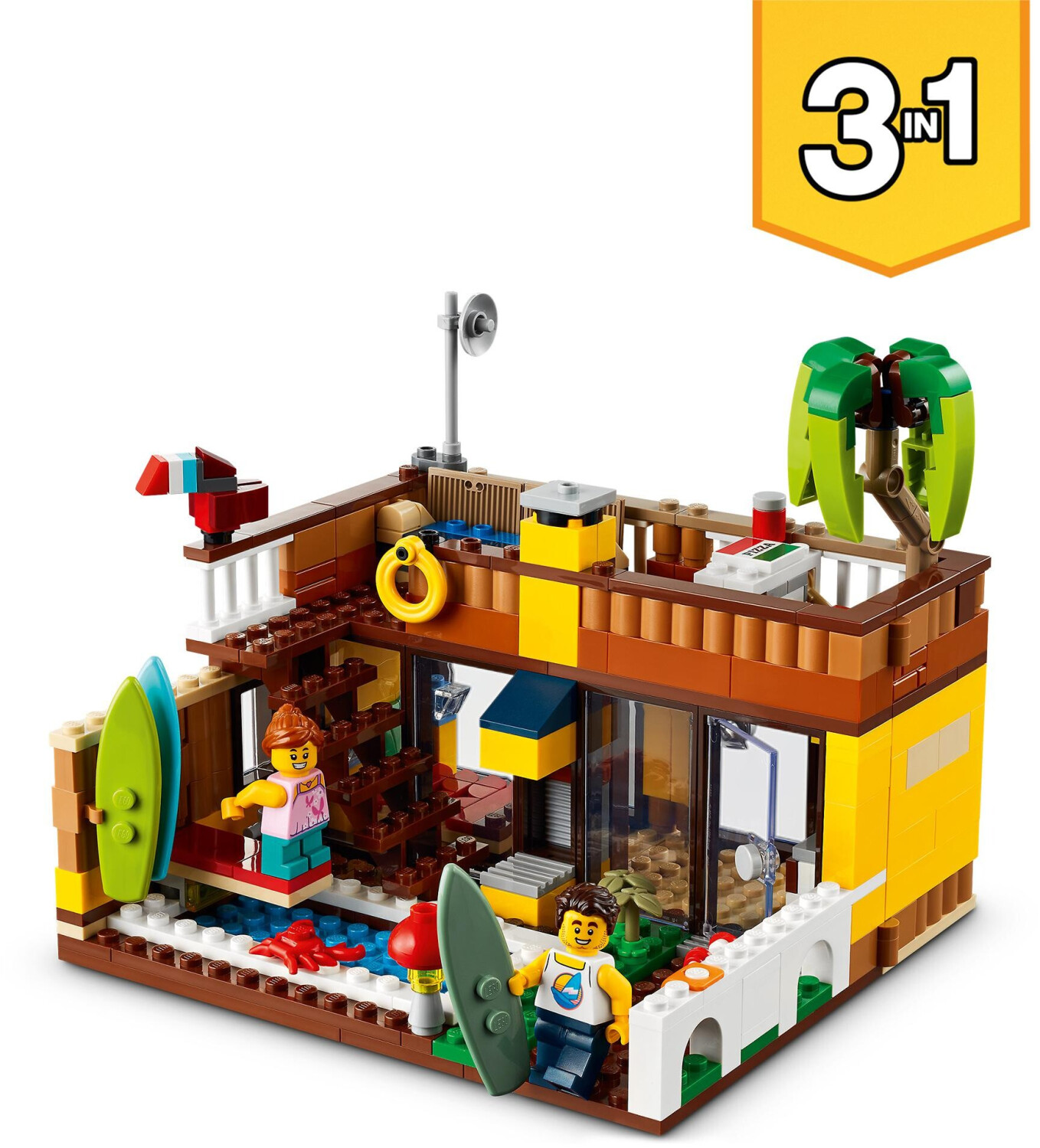 LEGO Creator 3-en-1 31118 La Maison sur la Plage du Surfeur, Jouet