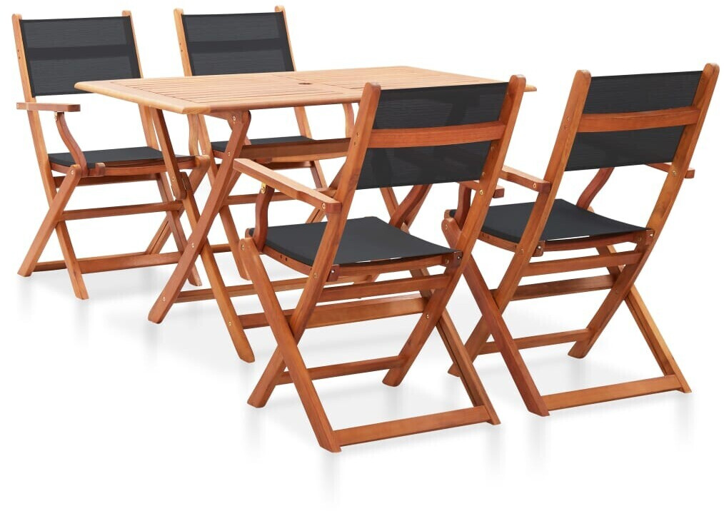 vidaXL Mobilier d'extérieur bois d'eucalyptus 5 pièces noir