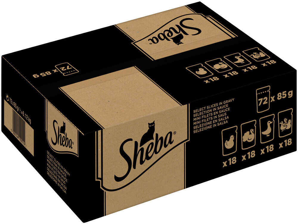 Sheba Poultry Selection in sauce with duck, chicken, poultry and duck+turkey 72x85g