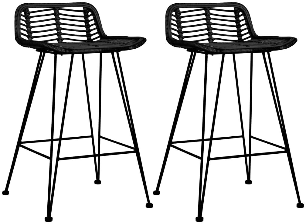 VidaXL Chaise de bar en rotin noir  (2 pièces)