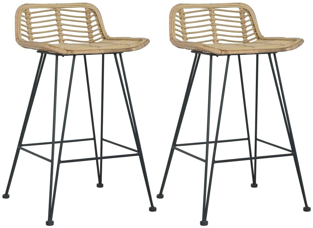 VidaXL Bar Chair Rattan, Natural (2 Pieces)