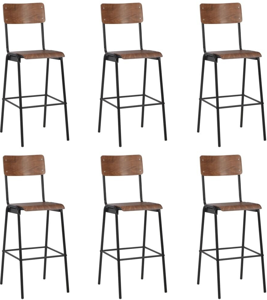 VidaXL Plywood/Steel Bar Chairs (6 Pieces)
