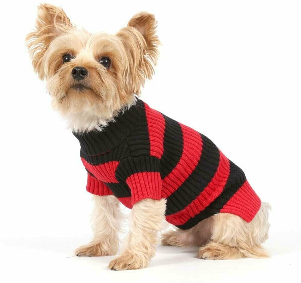 DoggyDolly Dog Sweater red black striped