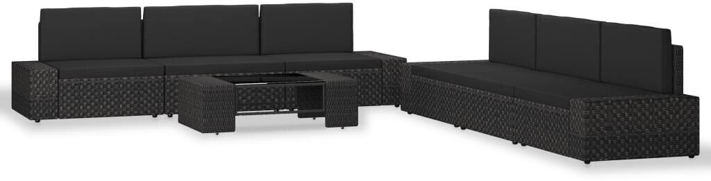 VidaXL Salon de jardin en résine 7 pièces noir