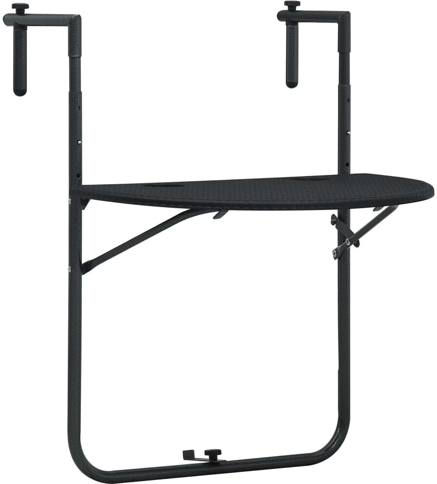 vidaXL Table de balcon en plastique noir