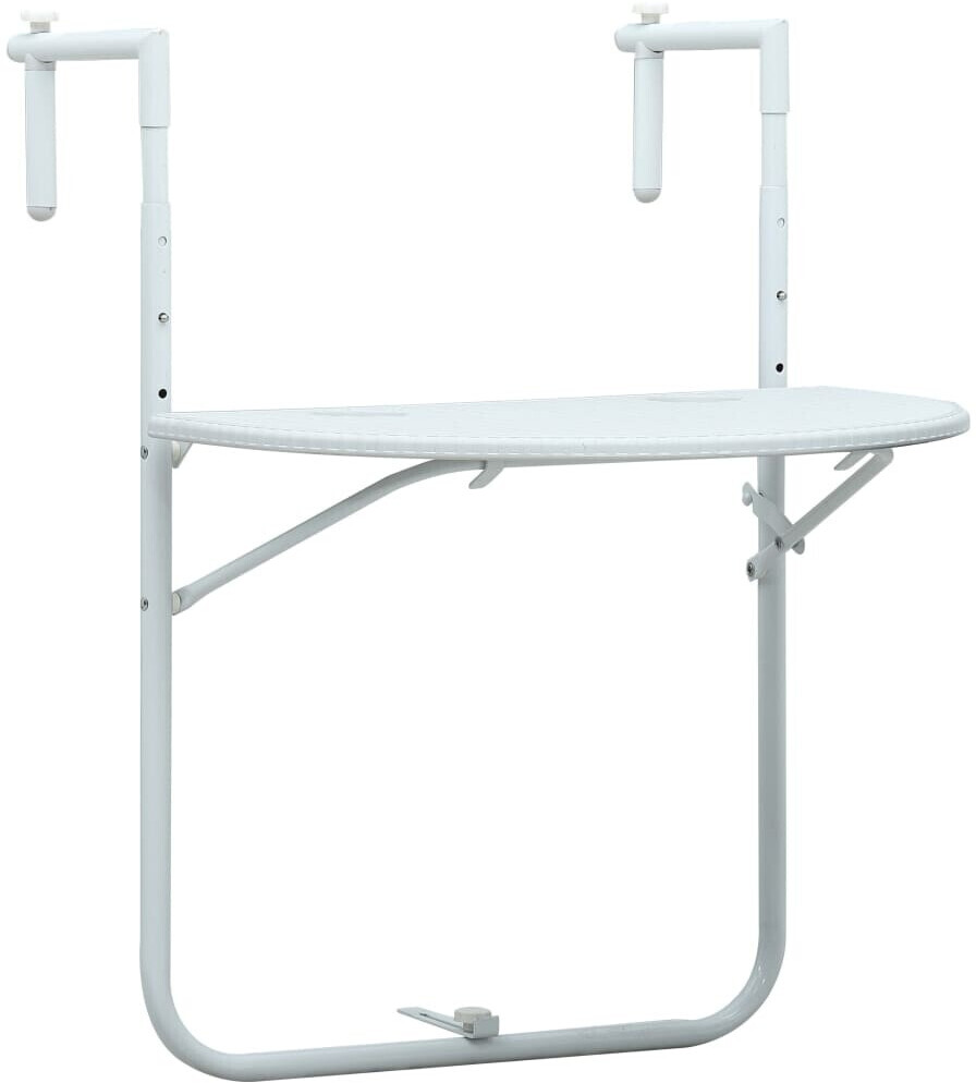 vidaXL Table de balcon en plastique blanc