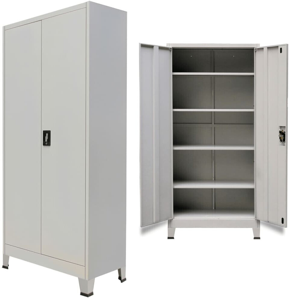 vidaXL 2-Door Steel Office Cabinet, Grey