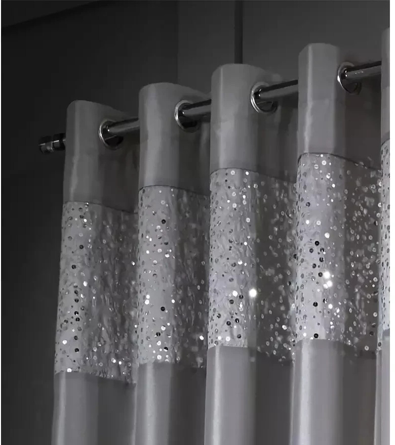 Catherine Lansfield Glitzy Eyelet Curtains, Grey (168 x 229cm)
