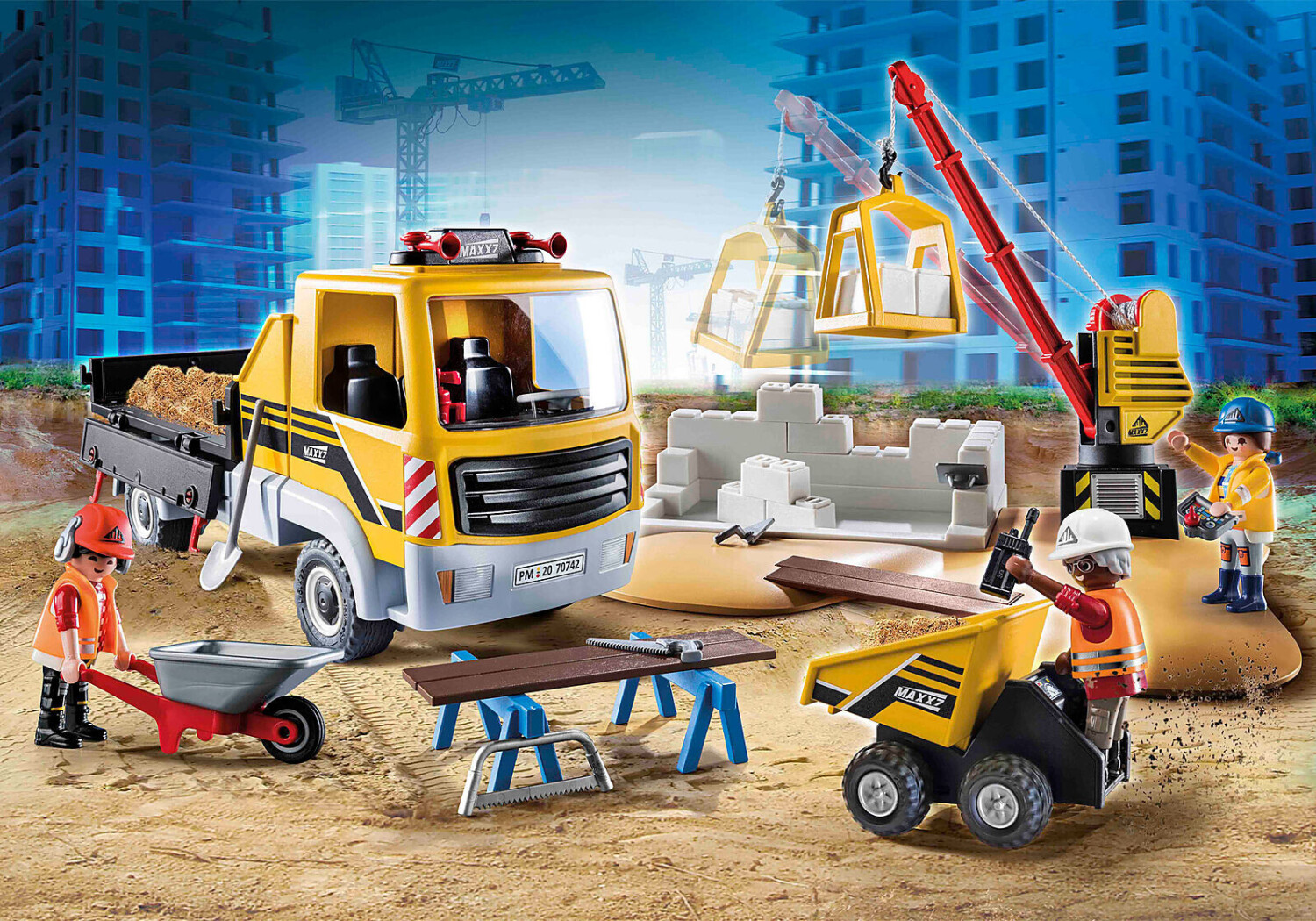 Playmobil Site de travaux avec camion et ouvriers 70742 au