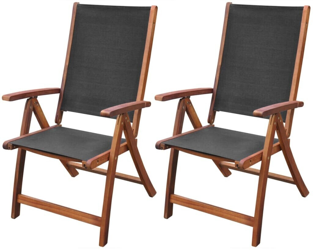 VidaXL Chaise pliante bois d'acacia/textilène 2 pièces