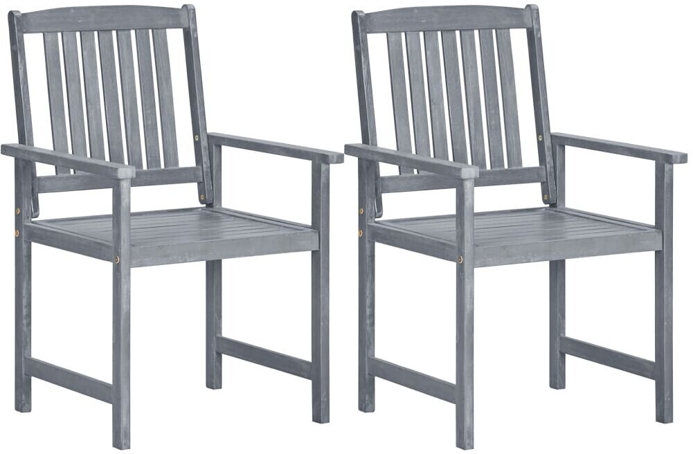 vidaXL Chaise de jardin en bois d'acacia 2 pièces gris