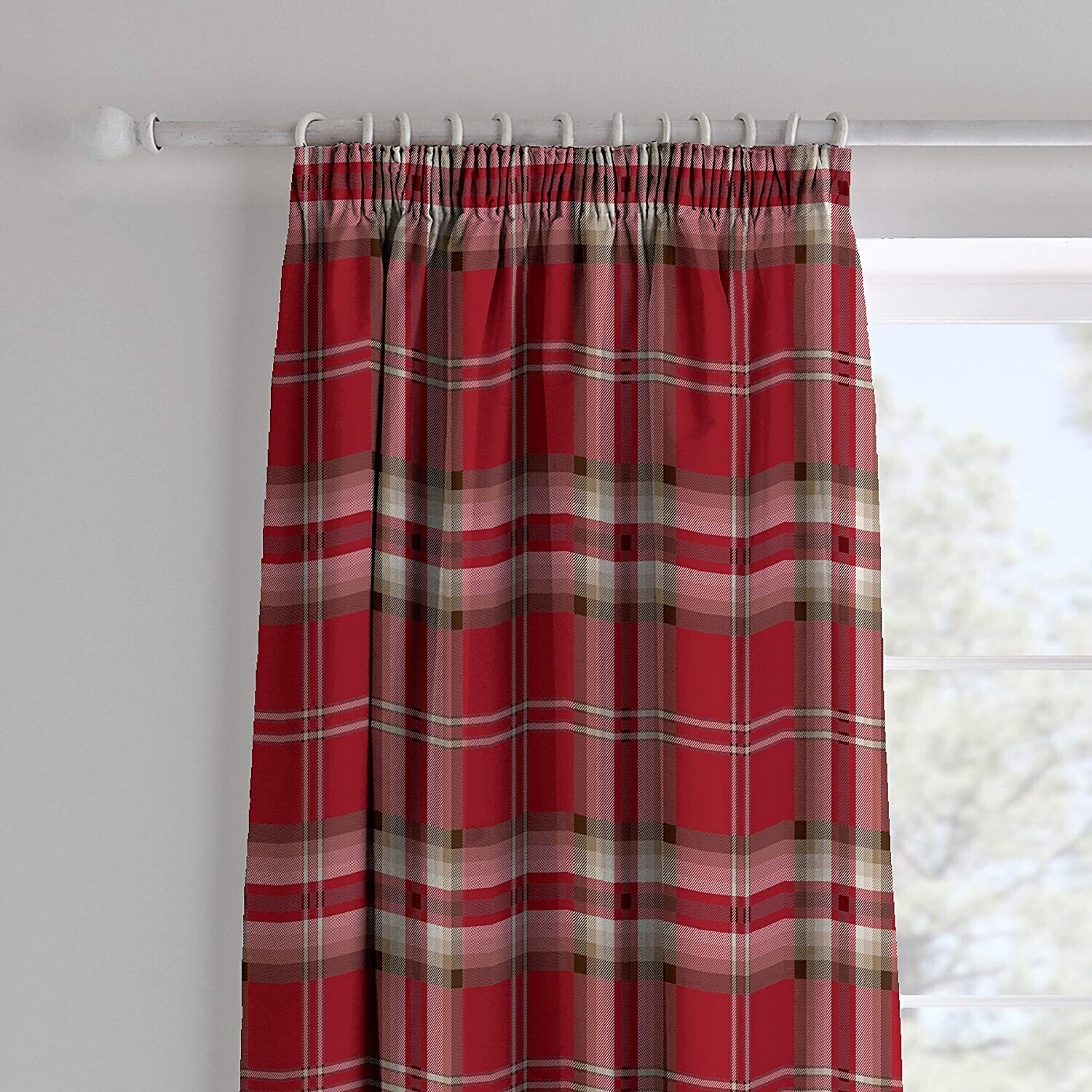 Catherine Lansfield Kelso Curtains, Red (168 x 183cm)