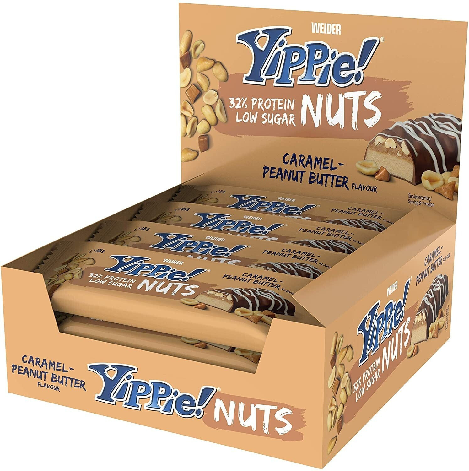 Weider YIPPIE Nuts Bar Go Nuts 12x45g Caramel Peanut Butter