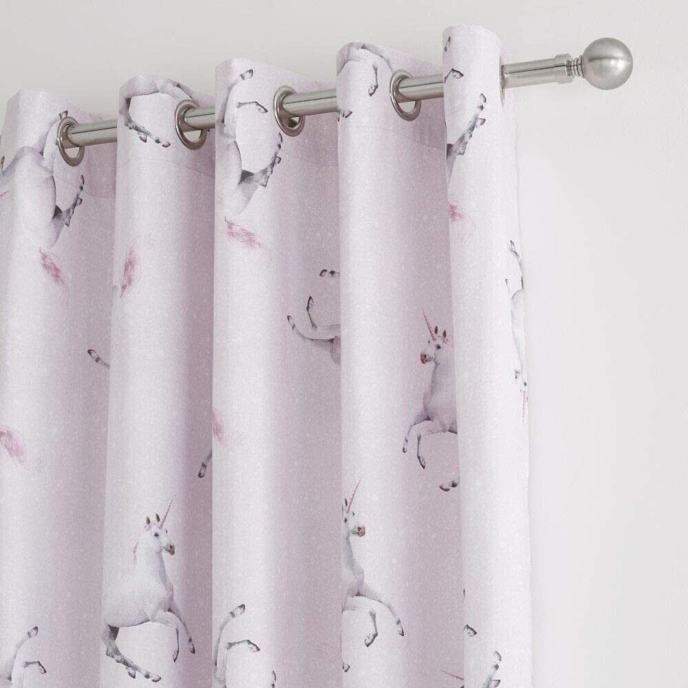 Catherine Lansfield Enchanted Unicorns Kid's Curtains, Pink (168 x 183cm)