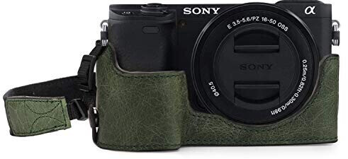 MegaGear MegaGear Ever Ready Real Leather Camera Case for Sony Alpha 6100/6400 Green
