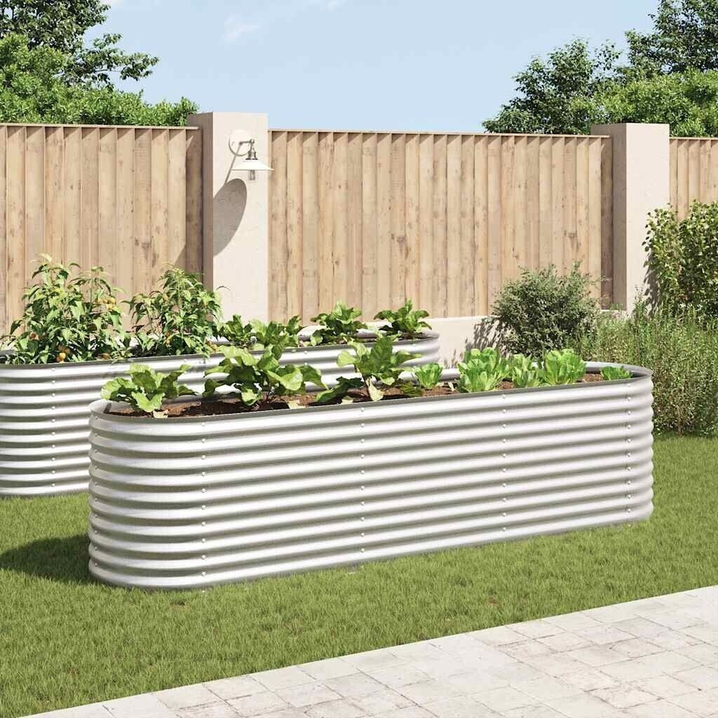 vidaXL Jardinière en acier argenté 320 x 80 x 81 cm