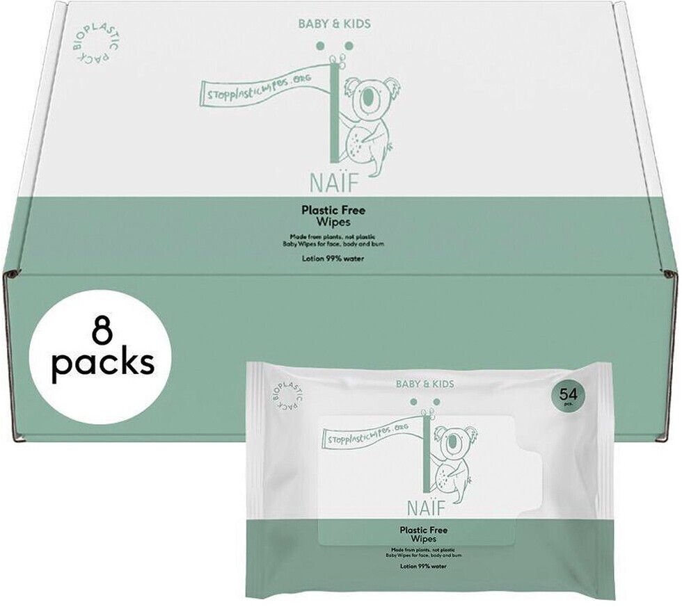 NAIF Plastic Free Baby Wipes Box 8 x 54 Pcs