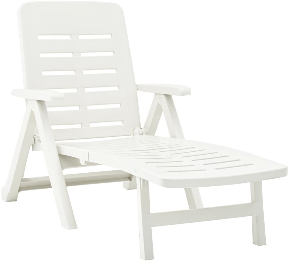 vidaXL Chaise longue pliable en plastique blanc
