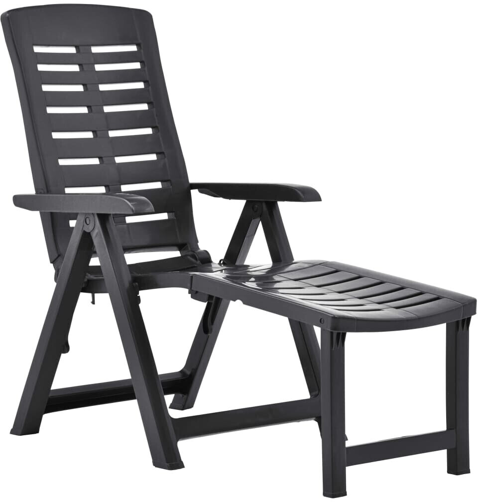 VidaXL Chaise longue pliable en plastique anthracite 36 cm