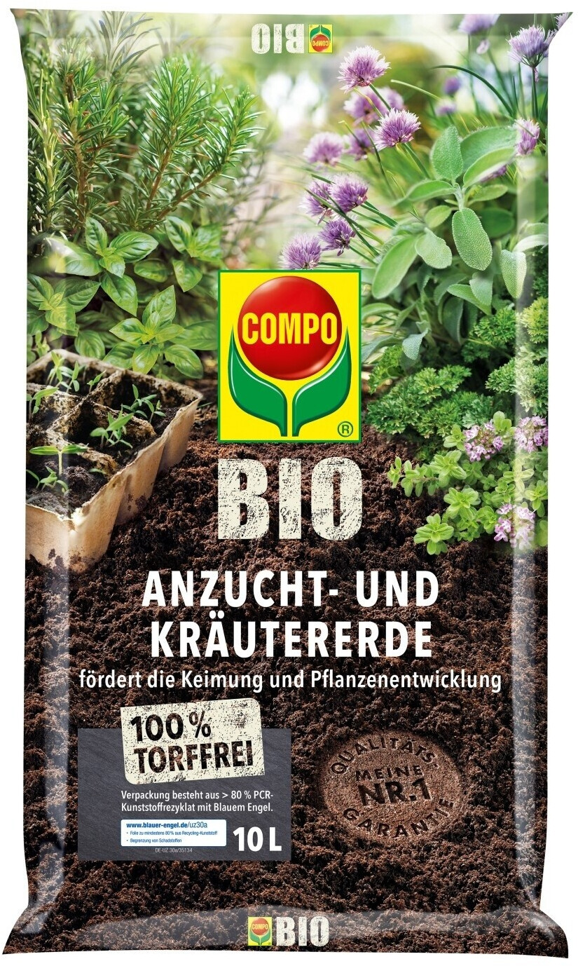 COMPO Organic growing and herb soil peat-free 10 liters