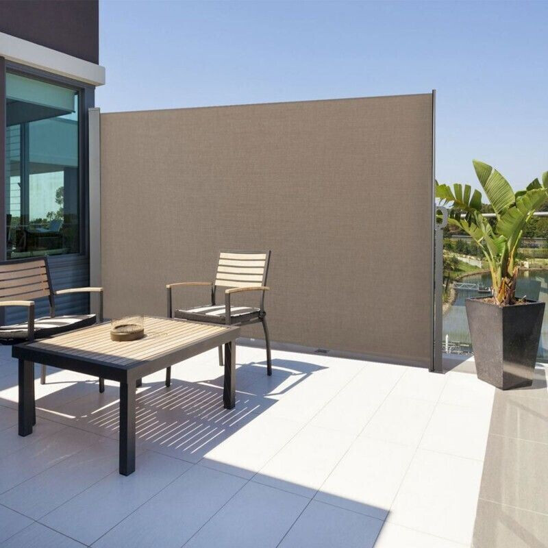 IDMarket Paravent rétractable 3m x 1,6 m taupe