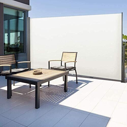 IDMarket Paravent rétractable 3m x 1,6 m blanc