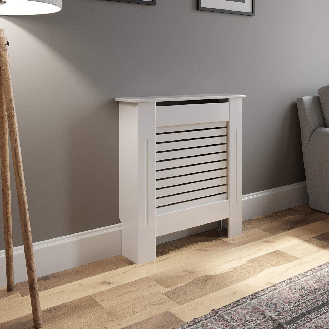 Buy DuraTherm Extra Small Radiator Cover, White/Horizontal Slats (78cm