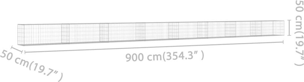 VidaXL Mur à gabion avec couvercles acier galvanisé 900 x 50 x 50 cm